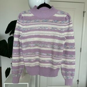 LOFT Lavender Robbed Knit Turtleneck Sweater